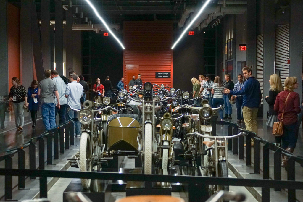 Evening event at the Harley Davidson Museum, HighEdWeb Milwaukee 2015